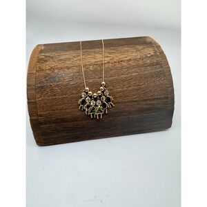 14K Yellow Gold 6 Birthstone Baby Charm Pendant Box Chain Necklace Italy 4.46g